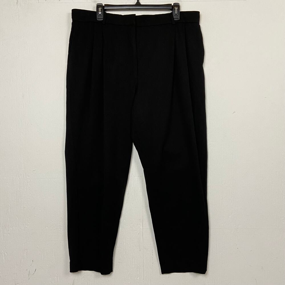 Babaton Black Wool Pleated High Rise Pockets Lined Trouser Pants Size 14 Career